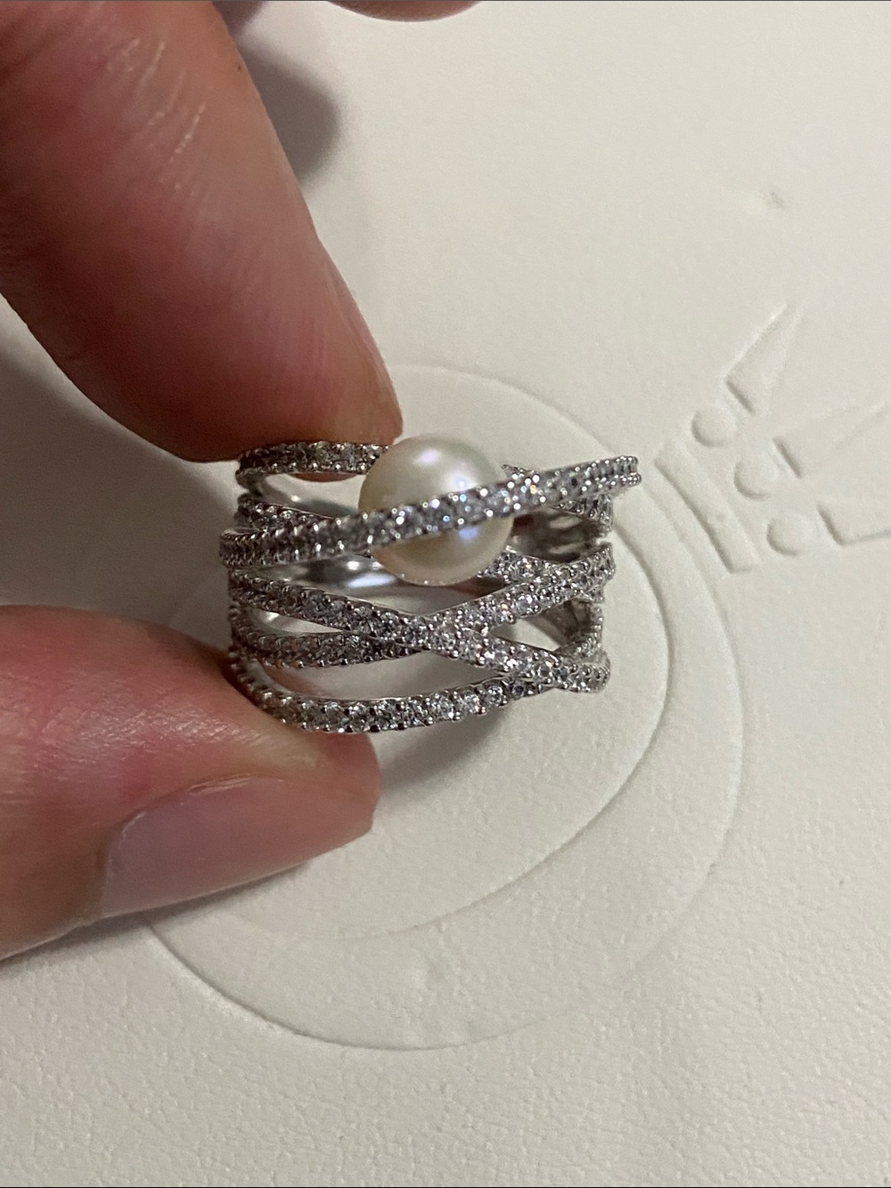 Multi-Hoop Faux Pearl & Crystal Band